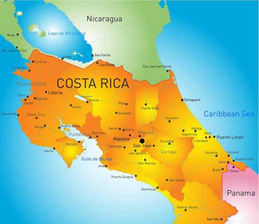 costa rica cities map