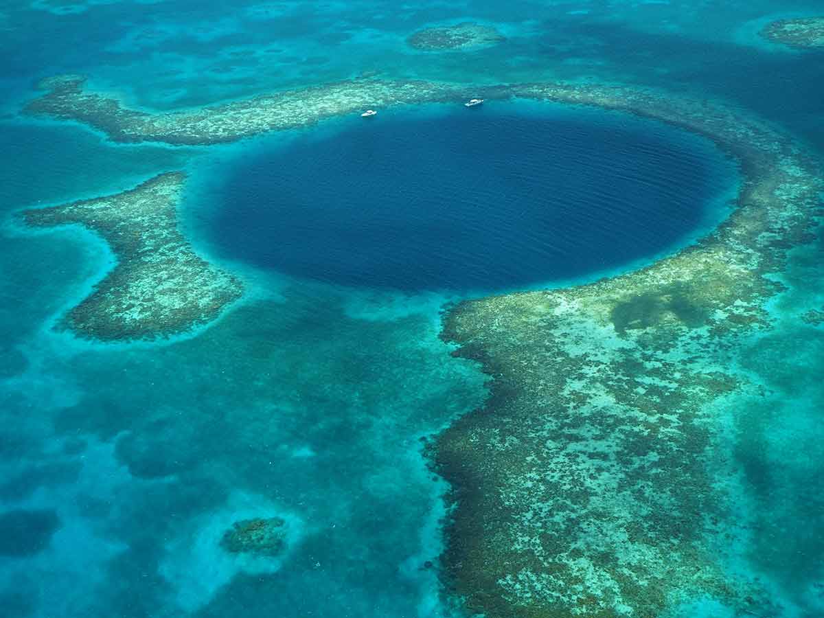 Flight over the Blue Hole in Belize