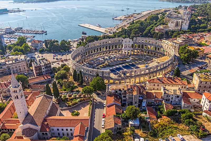 pula arena from above, a Croatian landmark for history buffs