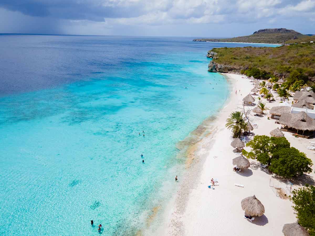 curacao snorkeling beaches aerial view of Cas Abou Beach