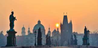 czech republic landmarks Charles Bridge at dusk
