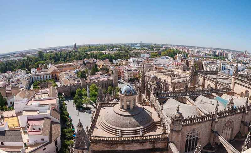 day trips from madrid to seville panoramic view of Seville in Spain