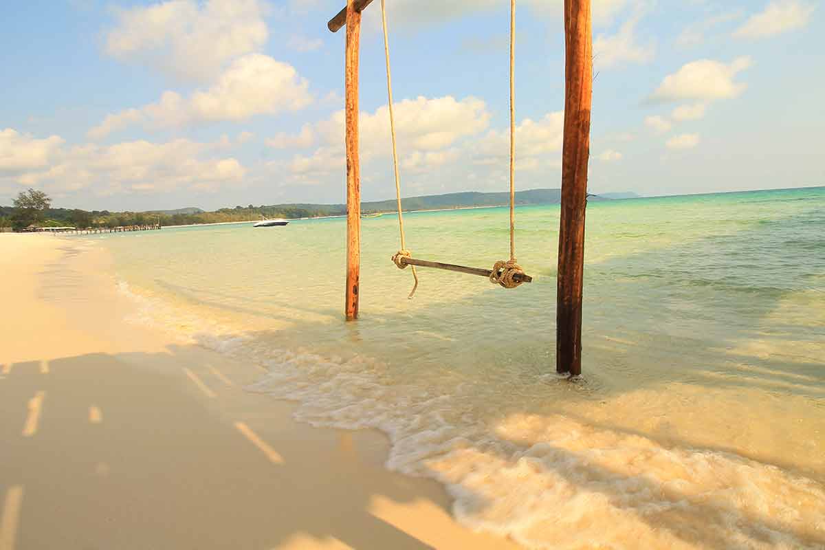 does cambodia have beaches makeshift swing on the shore