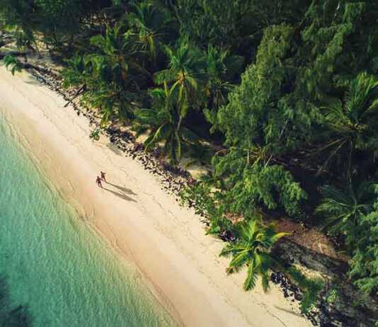 dominican republic beach aerial view of two people