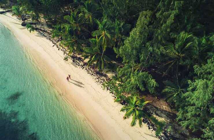 dominican republic beach aerial view of two people