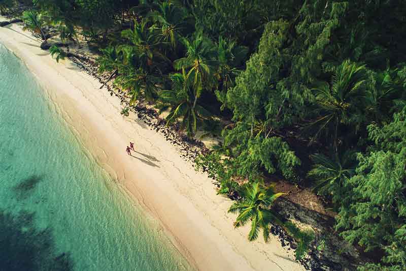 dominican republic beach aerial view of two people