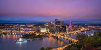 downtown pittsburgh at night