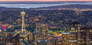 downtown seattle at night