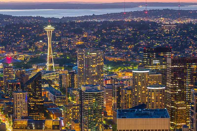 downtown seattle at night