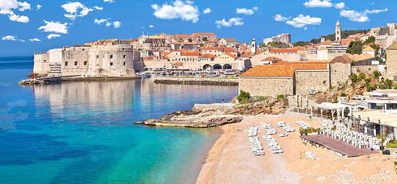 dubrovnik croatia beaches beach and historic walls of Dubrovnik
