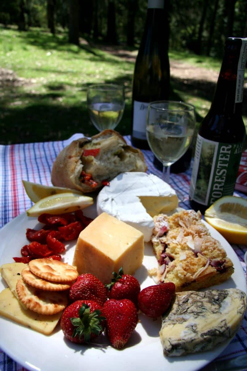 cheese platter and Tasmanian wine