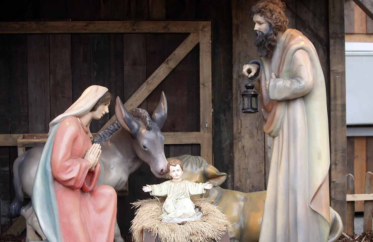 family Christmas in Vienna nativity scene