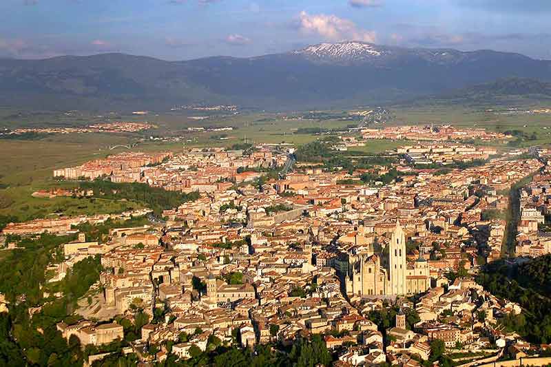 famous cities in spain aerial view of segovia
