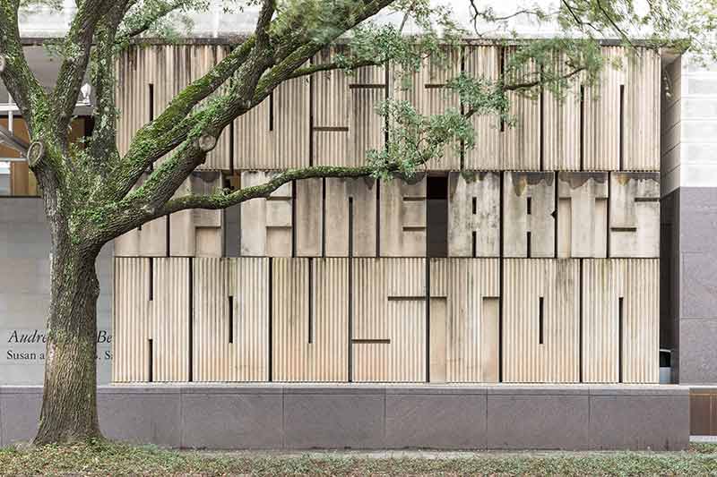 famous landmarks in houston Museum of Fine Arts words on the building
