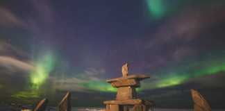Inukshuk on the town beach in Churchill.