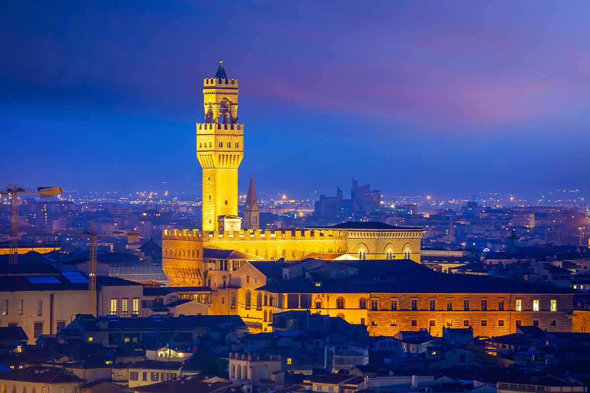 Palazzo Vecchio In Downtown Florence City In Tuscany Italy