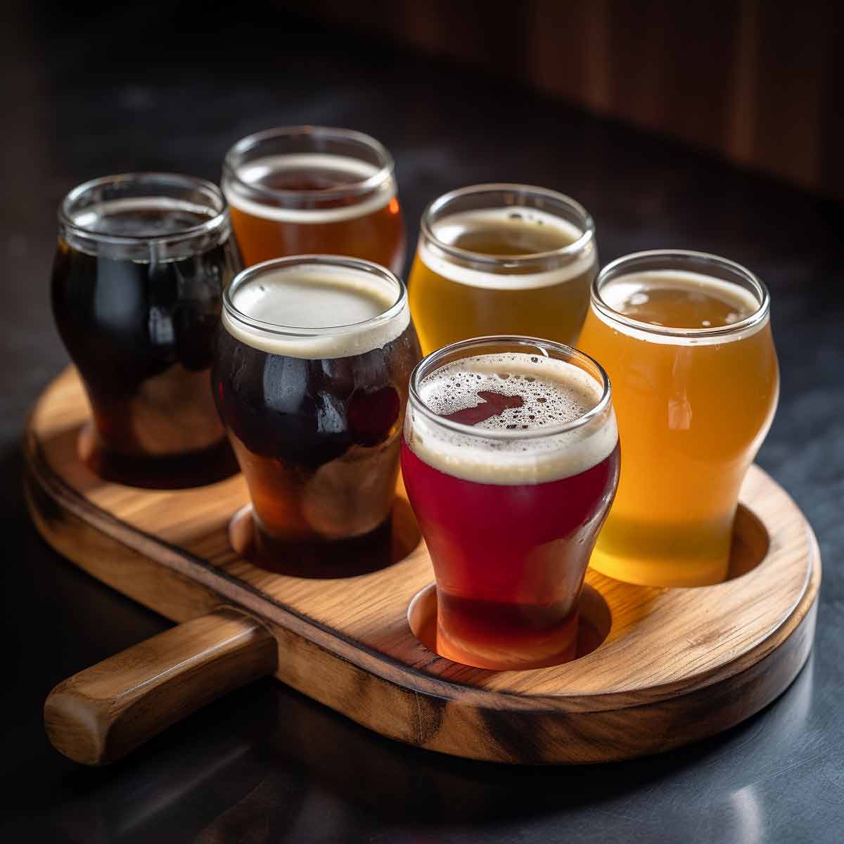 paddle of different beers