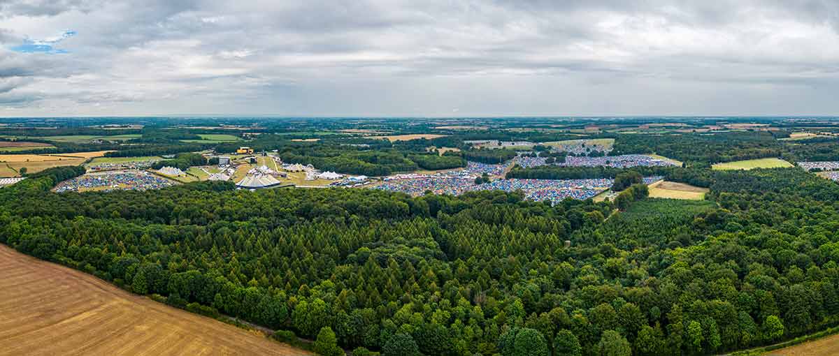 Aerial View Over Leeds Festival In Bramham Park