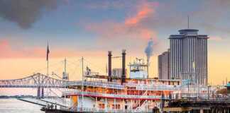New Orleans Paddle Steamer In Mississippi River In New Orleans