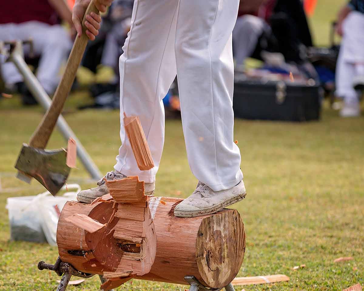 A Wood Chopper Competes In An Event