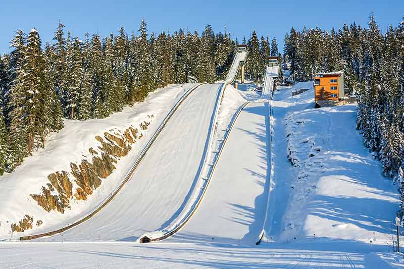 Structures For Ski Jumping. Ski Jumping Resort On Winter Season