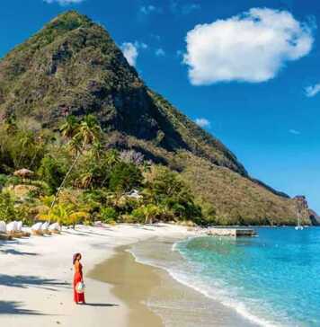 St Lucia, Caribbean, Woman On Vacation At The Tropical Island