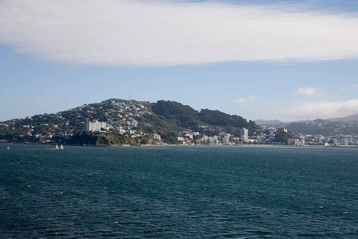 View across the bay to hilly Wellington