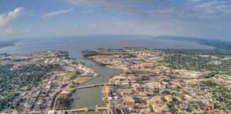 aerial view of green bay