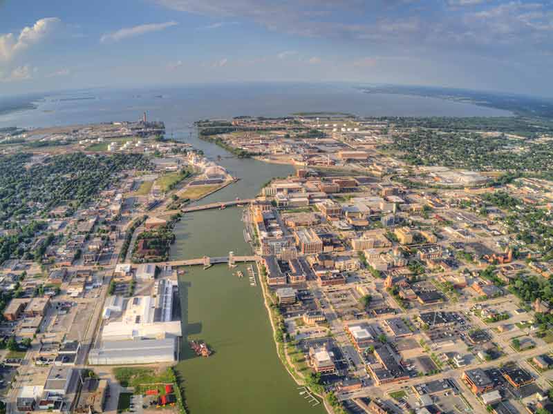 aerial view of green bay