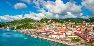 aerial view of St George in Grenada