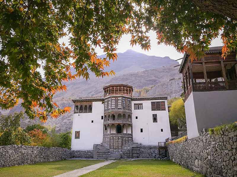 historical landmarks in pakistan Facade and main entrance of ancient Khaplu palace in autumn