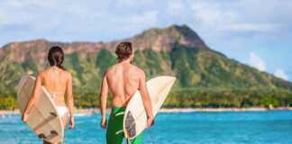 Hawaii Surfers People Relaxing On Waikiki Beach