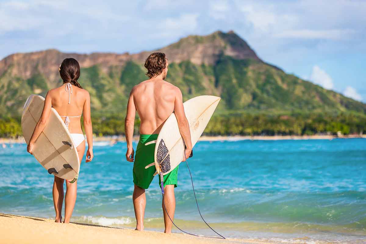 Hawaii Surfers People Relaxing On Waikiki Beach
