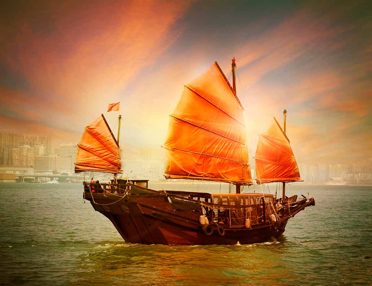 hong kong landmarks Hong Kong junk boat