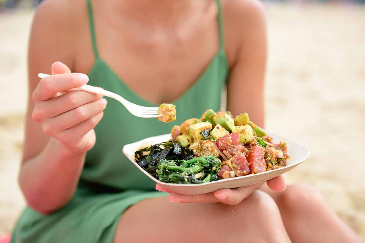 Poke Bowl Salad Plate - A Local Hawaii Food Dish