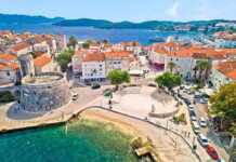 how many islands in croatia waterfront aerial view, island in archipelago of southern Croatia.
