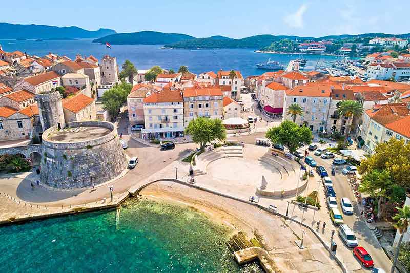 how many islands in croatia waterfront aerial view, island in archipelago of southern Croatia.