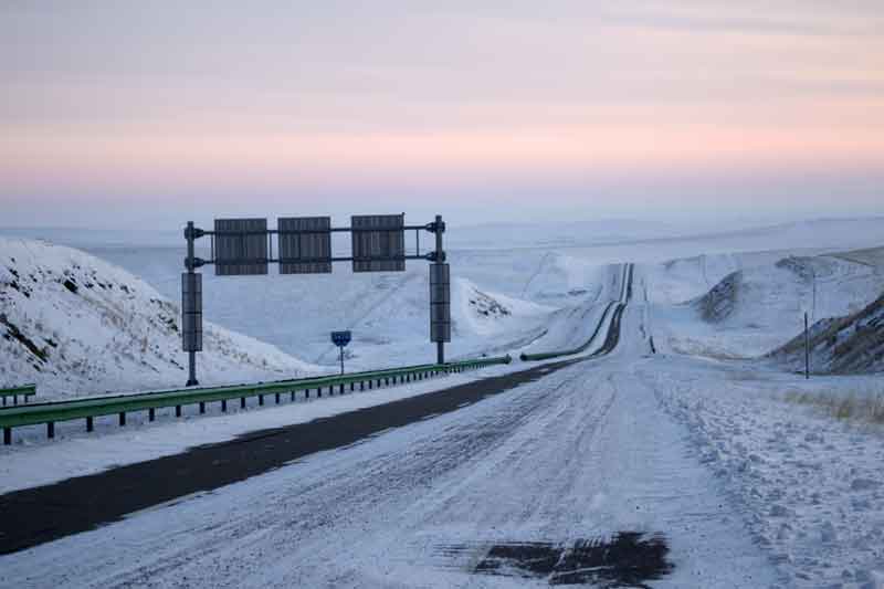 highway in inner mongolia in winter