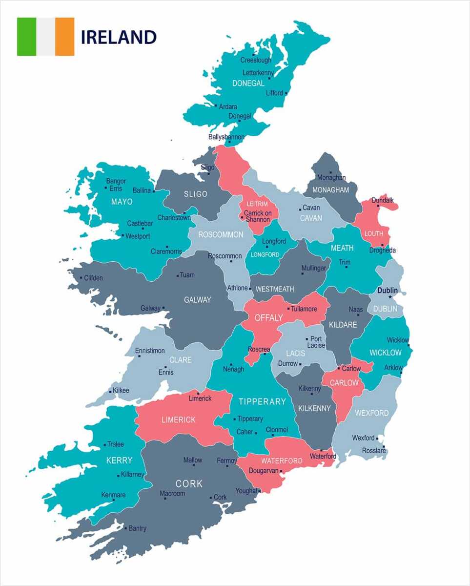 ireland cities map