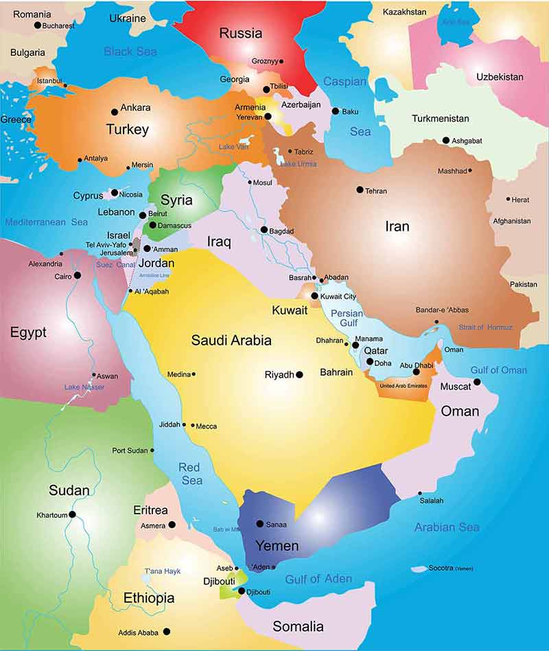 Middle-east vector color map