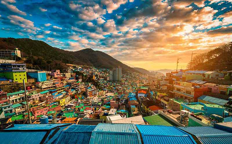 korea day trips from seoul Gamcheon Culture Village at sunset
