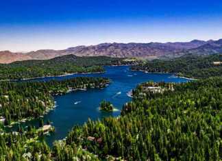 20 Things To Do In Lake Arrowhead for a Perfect Mountain Escape lake arrowhead california aerial view of lake, trees and mountains