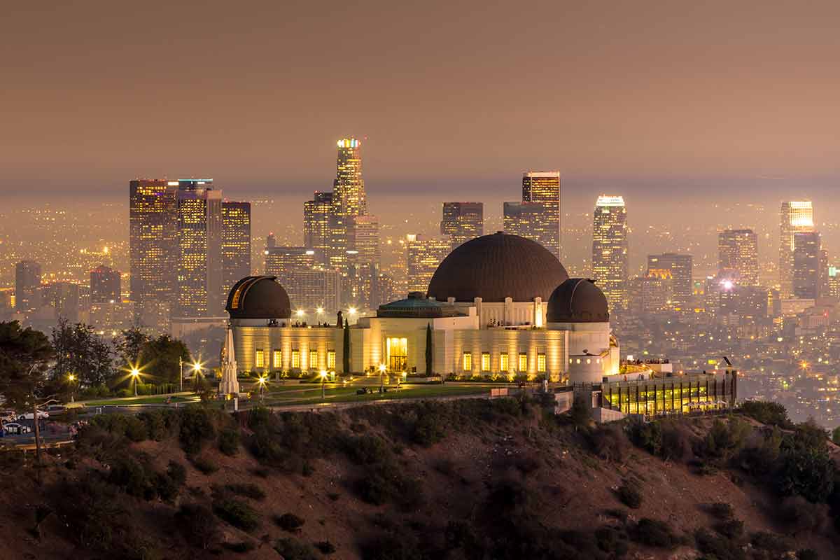 Griffith Observatory at dusk - landmarks in los angeles california