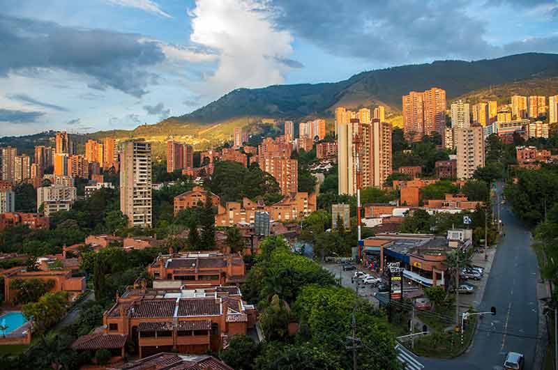 Medellin skyline with mountains in the background