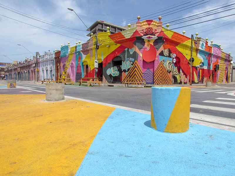 Colorful Colonial Houses Of Fortaleza, Brazil