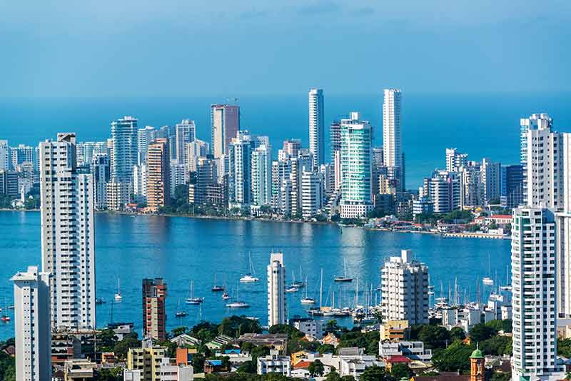Skyscrapers around the bay in Cartagena