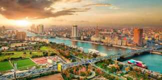 Cairo Aerial View And Nile River