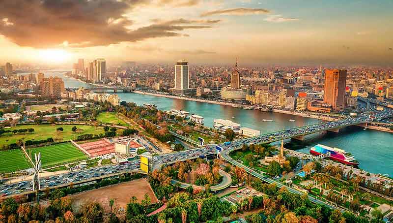 Cairo Aerial View And Nile River