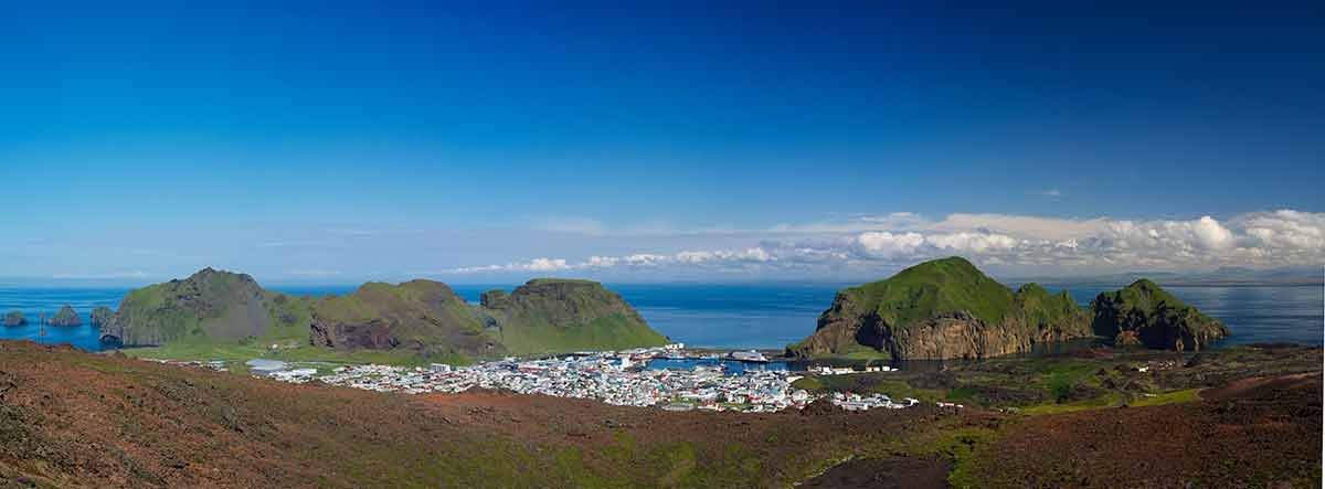 Panorama Of Heimaey Town, Vestmannaeyjar Archipelago Iceland