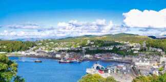 A panoramic view of Oban on the west coast